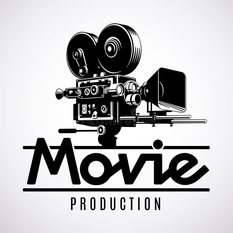 Staromodna filmu filmu kamera, logo projekta szablon, czarny i biały wektorowa ilustracja ilustracja wektor Staromodna filmu filmu kamera, logo projekta szablon, czarny i biały wektorowa ilustracja ilustracja wektor
