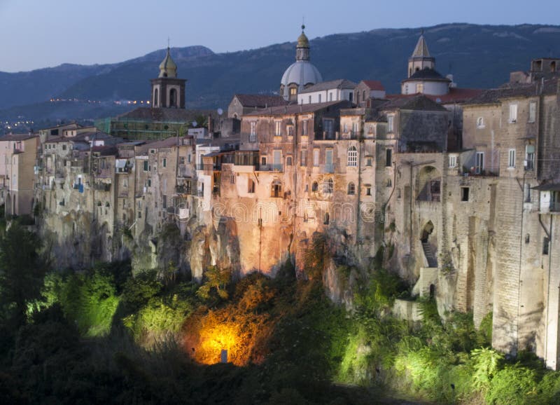 Campania. Travel. View of the ancient village of Sant`Agata dei Goti. In the foreground, the ravine. Campania. Travel. View of the ancient village of Sant`Agata dei Goti. In the foreground, the ravine.