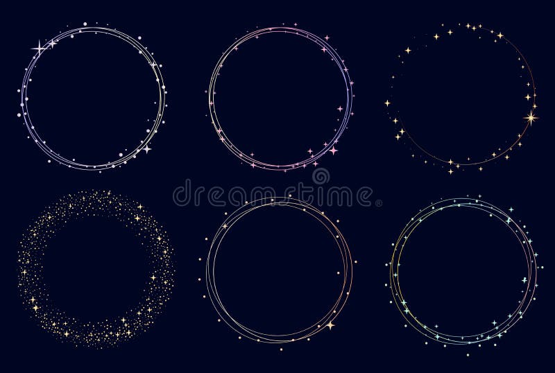 Starry colorful wreaths, round frames. Stars and circles, vector illustration Starry colorful wreaths, round frames. Stars and circles, vector illustration