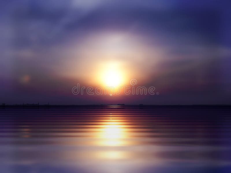 Starry night seascape Orange   sunset  reflection on night blue starry sky and sea water  nature landscape