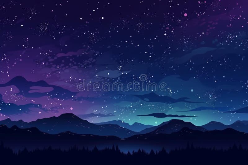 Starry Night Sky with Hints of Purple and Blue Stock Illustration ...
