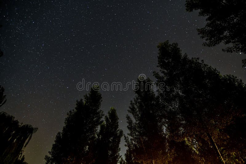 Starry Night Sky with stars stock photo