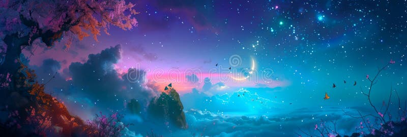 Starry Sky, Dreams Go on a Magical Adventure Under the Glow of the Moon ...