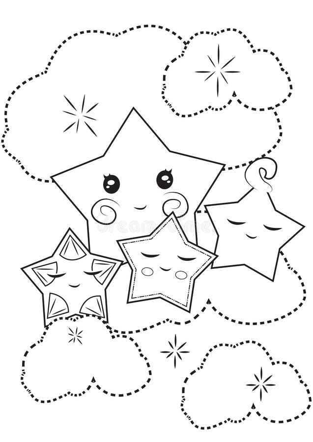Stars coloring page stock illustration. Illustration of comic - 50541810