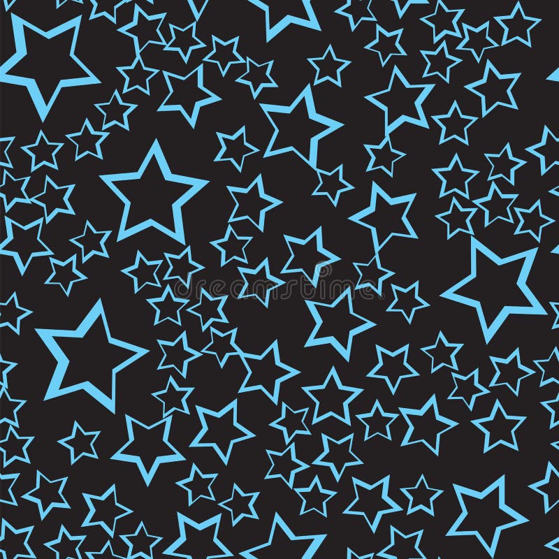 Stars seamless pattern. Blue star on dark background abstract wallpaper. Vector illustration.