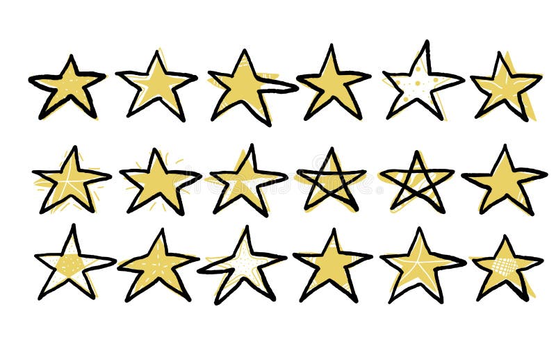 Stars Set In Doodle Style Vector Illustartion Stock Vector