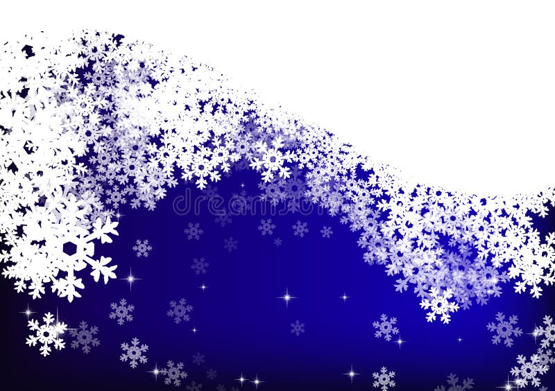 Stars and snowflakes on blue sky background