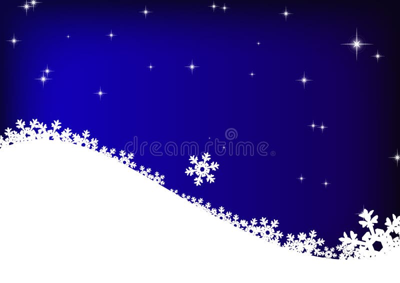 Stars and snowflakes on blue sky background