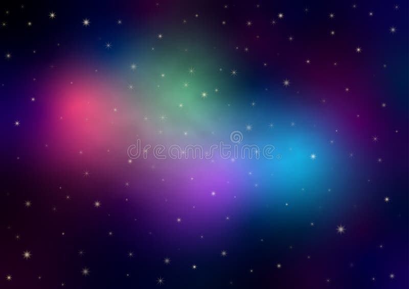 Vector Shining Stars and Colorful Nebulae in Outer Space stock illustration