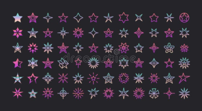 Stars symbol line icons. Set of stars line icons. Flat star symbol icons. Modern simple stars collection for web design buttons, mobile apps, interface. Stars sign stroke vector illustration