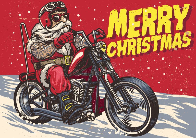 Starszy rowerzysta odzieży Santa Claus kostium i jazda siekacz jedzie royalty ilustracja Starszy rowerzysta odzieży Santa Claus kostium i jazda siekacz jedzie royalty ilustracja