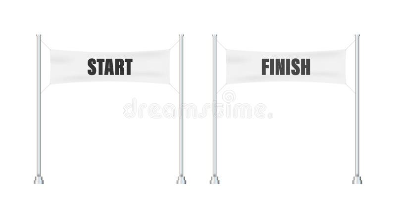 Start finish. Winner banner. Flat line cartoon vector illustration. Start finish. Winner banner. Flat line cartoon vector illustration.