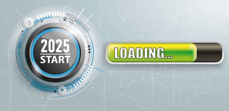 2025 Start Button Circuit Board Loading Banner vector illustration