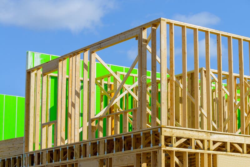 Start of Construction of a Plywood House Stock Photo Image of framing