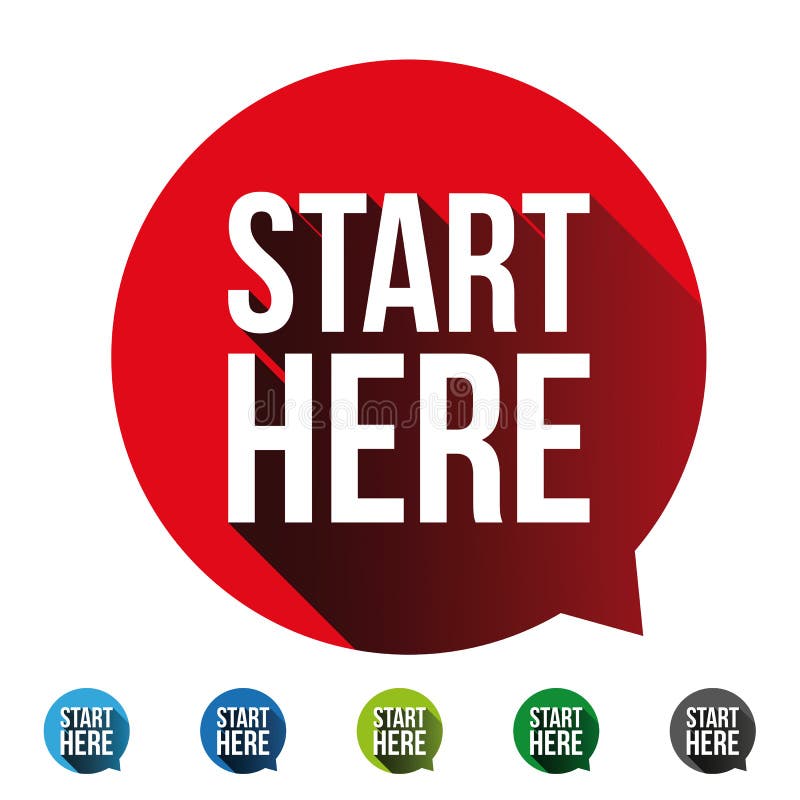 Start Here button label set stock illustration