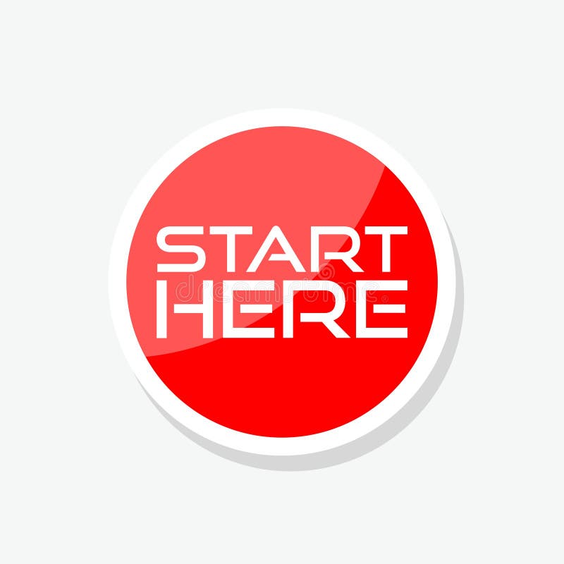 Start Here Button for Web Site Sticker Icon Stock Vector - Illustration