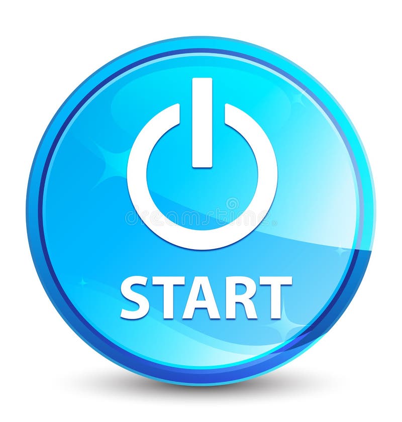 Start (power icon) splash natural blue round button