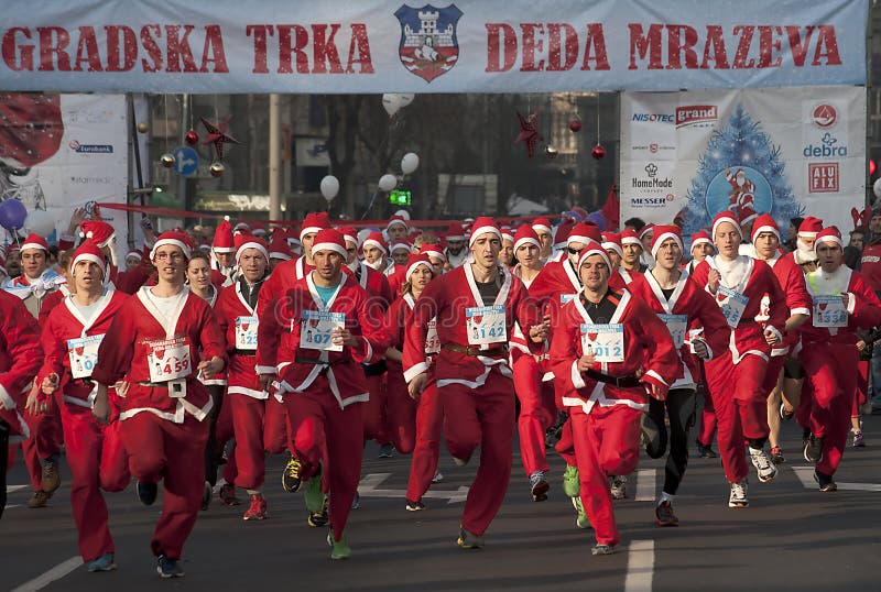 Start racing Santa Clauses royalty free stock photo Start racing Santa Clauses royalty free stock photo