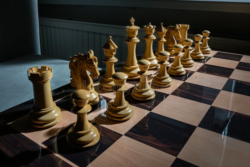 Chess Board Set Up To Begin a Game Stock Photo - Image of pieces