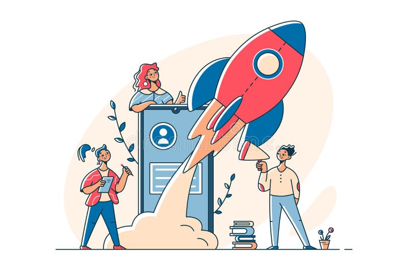 Starten av kvinnoteamet lyckades vektor illustrationer