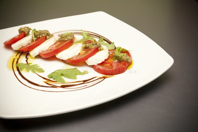 Starter with Mozzarella and Tomato Stock Image Image of food, cheese