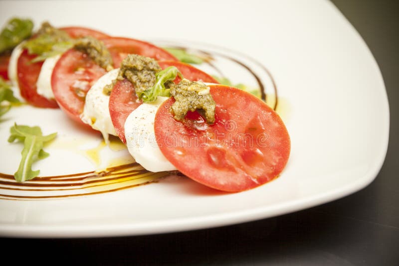 Starter with Mozzarella and Tomato Stock Photo Image of delicious