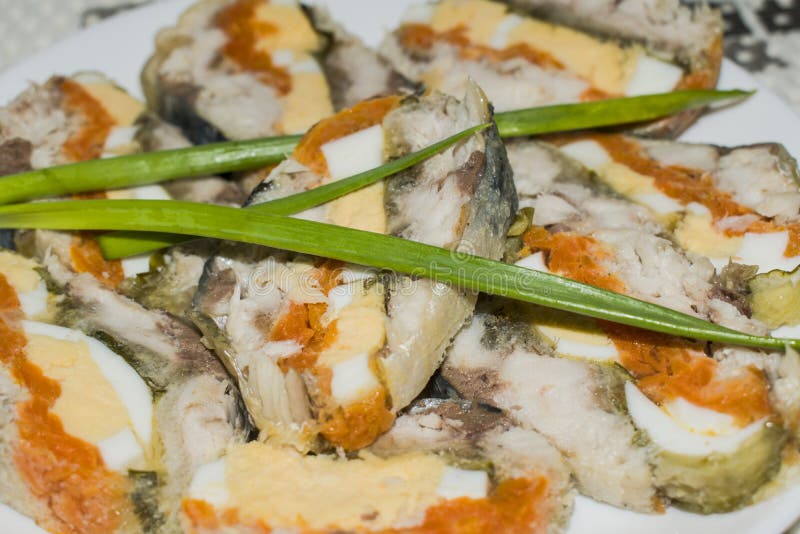 Starter Roll of Mackerel with Egg Stock Photo Image of slice