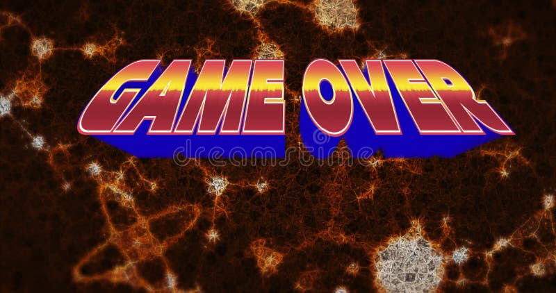 Starting with 3D Game Over text on fractal gradient shifting, strands pulsing, looping animation stock video footage