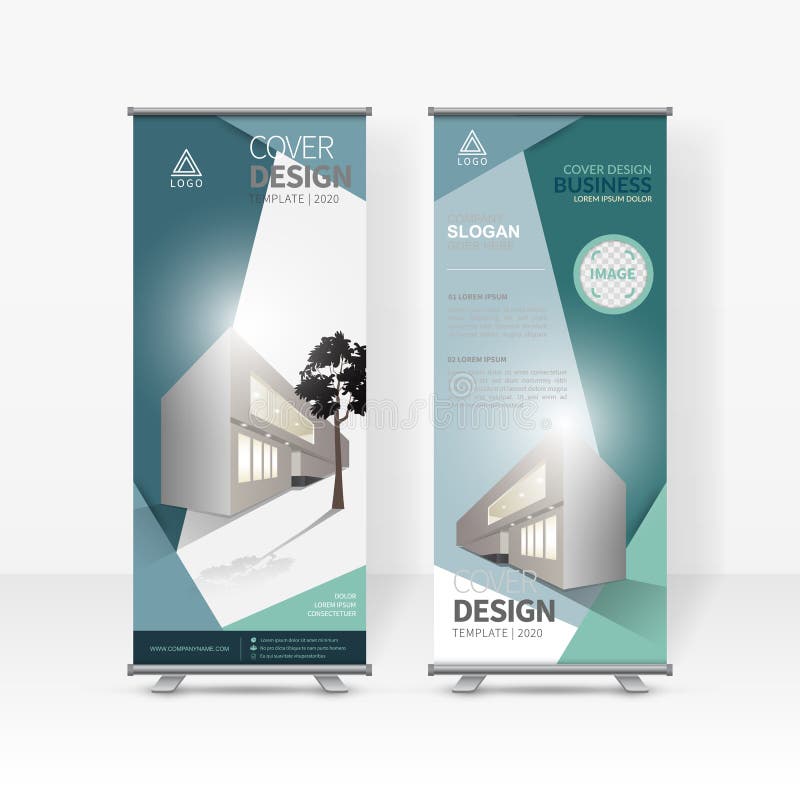 Business roll up design template, X-stand, Vertical flag-banner design layout, standee display promoting stock illustration Business roll up design template, X-stand, Vertical flag-banner design layout, standee display promoting stock illustration