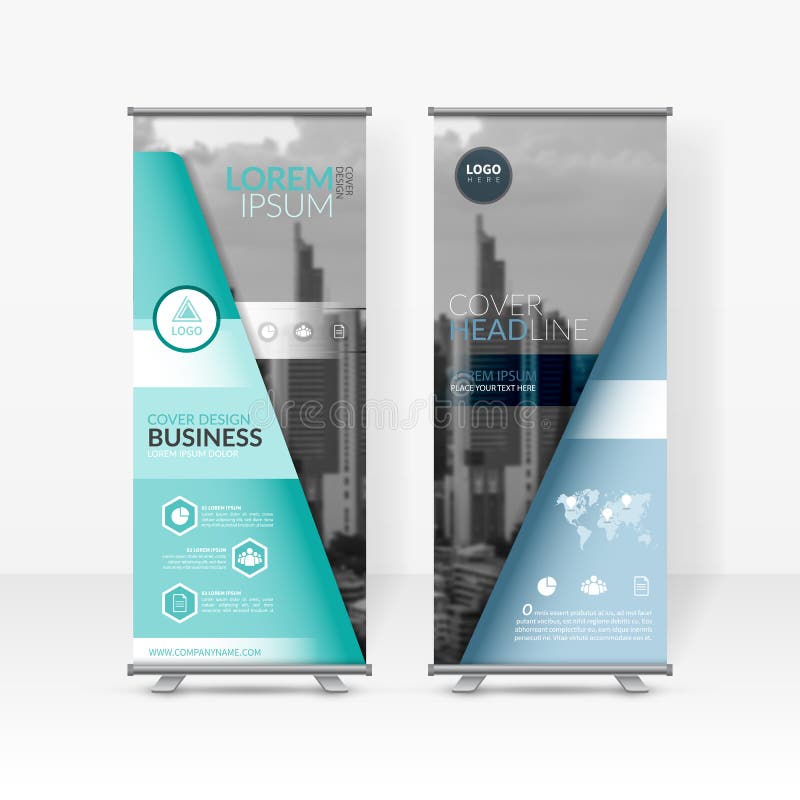 Business roll up design template, X-stand, Vertical flag-banner design layout, standee display promoting, brochure, Corporate flye royalty free illustration Business roll up design template, X-stand, Vertical flag-banner design layout, standee display promoting, brochure, Corporate flye royalty free illustration