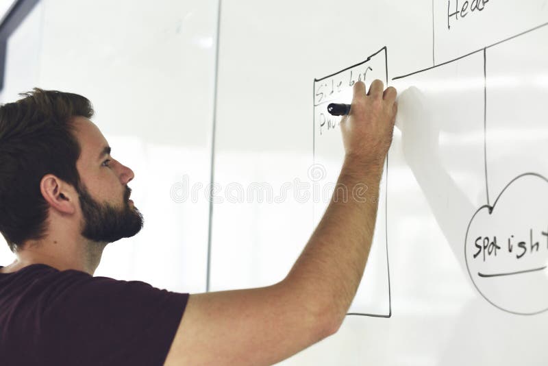 Startup Business People Writing on White Board Sharing Planning