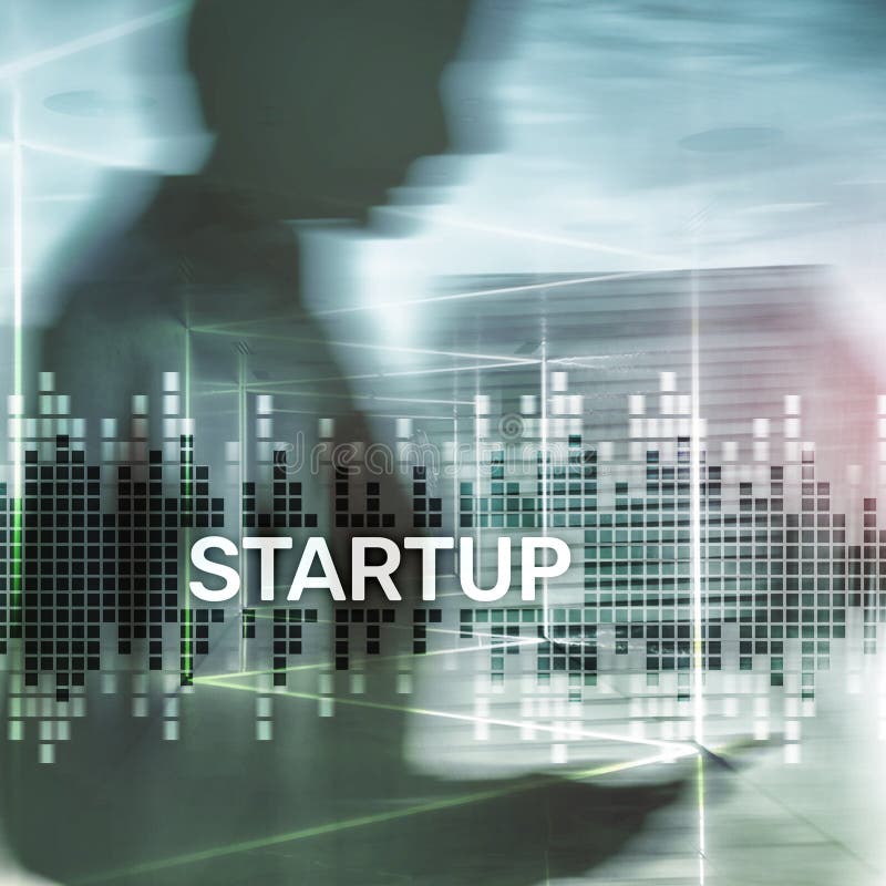 Startup Concept With Double Exposure Diagrams Blurred Background