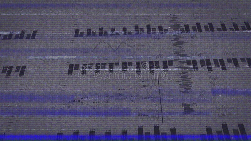 On startup static noise slicing bars, bars materializing and line graph emerging for glitch demo stock footage