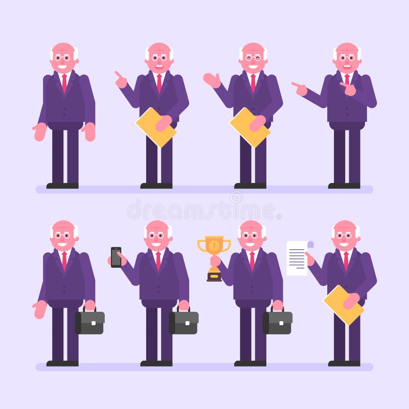 Stary biznesmen trzyma walizki falcówkę i różnorodnych przedmioty charakteru siatki setu wektor ilustracja wektor Stary biznesmen trzyma walizki falcówkę i różnorodnych przedmioty charakteru siatki setu wektor ilustracja wektor