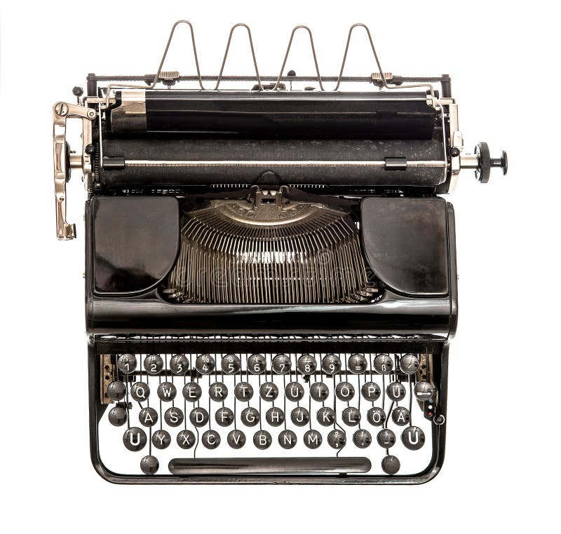 Stary maszyna do pisania odizolowywający na białym tle antyczne przedmiot