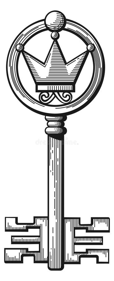 Stary rysunek klawiszy. symbol królewskiego sekretnego rocznika ilustracja wektor