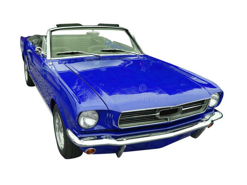 Old car Ford Mustang in blue. Old car Ford Mustang in blue