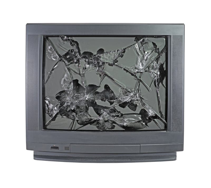 Stary telewizor z uszkodzonym monitorem zdjęcie royalty free