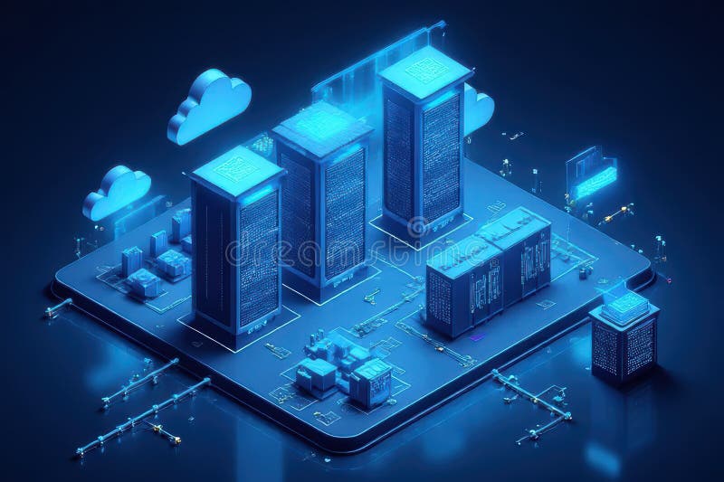 State-of-the-art Cloud Infrastructure Solutions - Cutting Edge Data Center Designs vector illustration