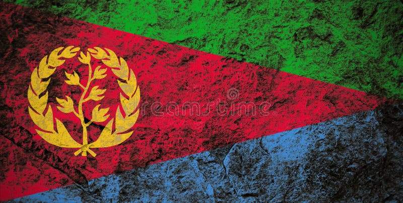 State of Eritrea flag on stone background stock images