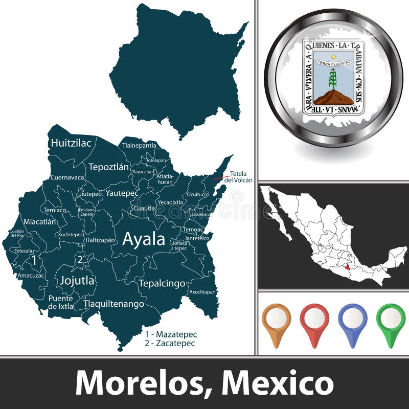 Map of Morelos, Mexico stock vector. Illustration of administrative