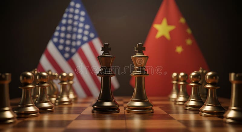 Statele Unite ale Americii China Chess Kings FaceOff vector illustration