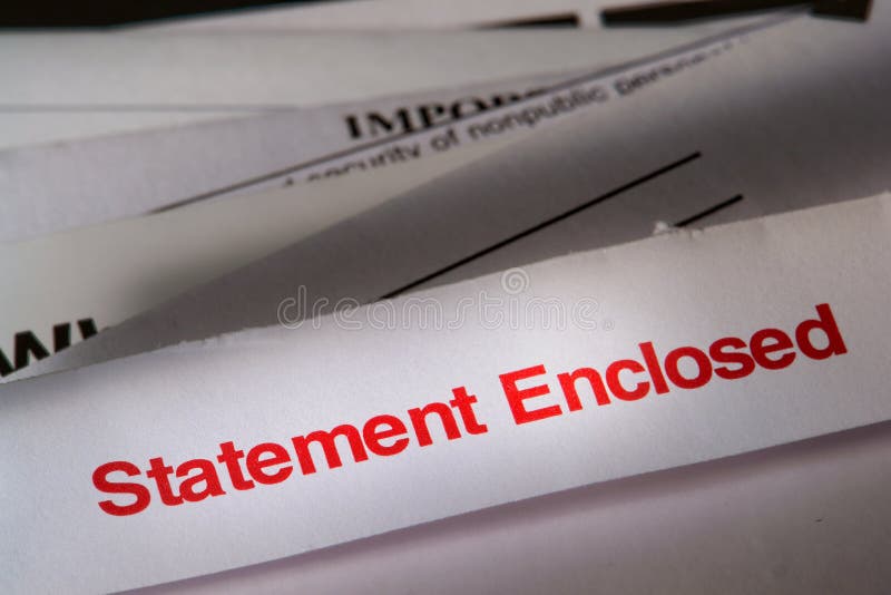 Statement Enclosed Mail Over Stack Of Bills Stock Photo Image of stack, enclosed 14484742