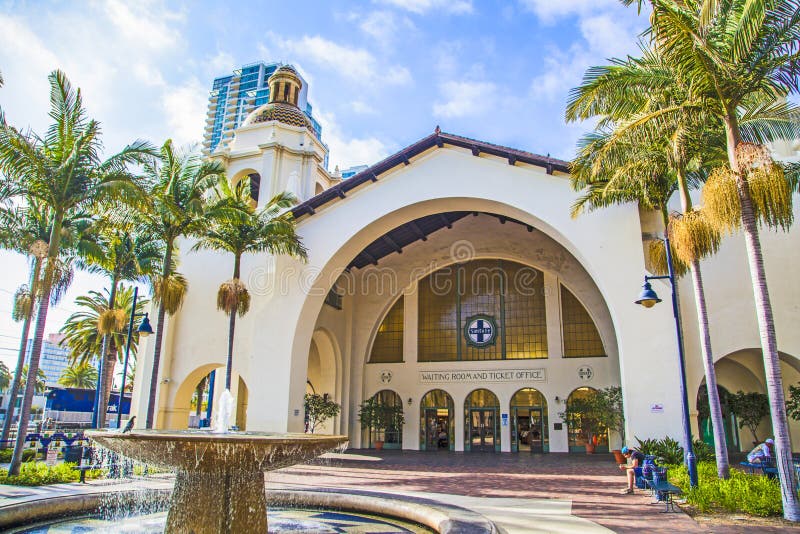 SAN DIEGO, USA - JUNE 11: famous Union Station on June 11, 2012 in San Diego, USA. The Spanish Colonial Revival style station opened on March 8, 1915 as Santa Fe Depot. SAN DIEGO, USA - JUNE 11: famous Union Station on June 11, 2012 in San Diego, USA. The Spanish Colonial Revival style station opened on March 8, 1915 as Santa Fe Depot.