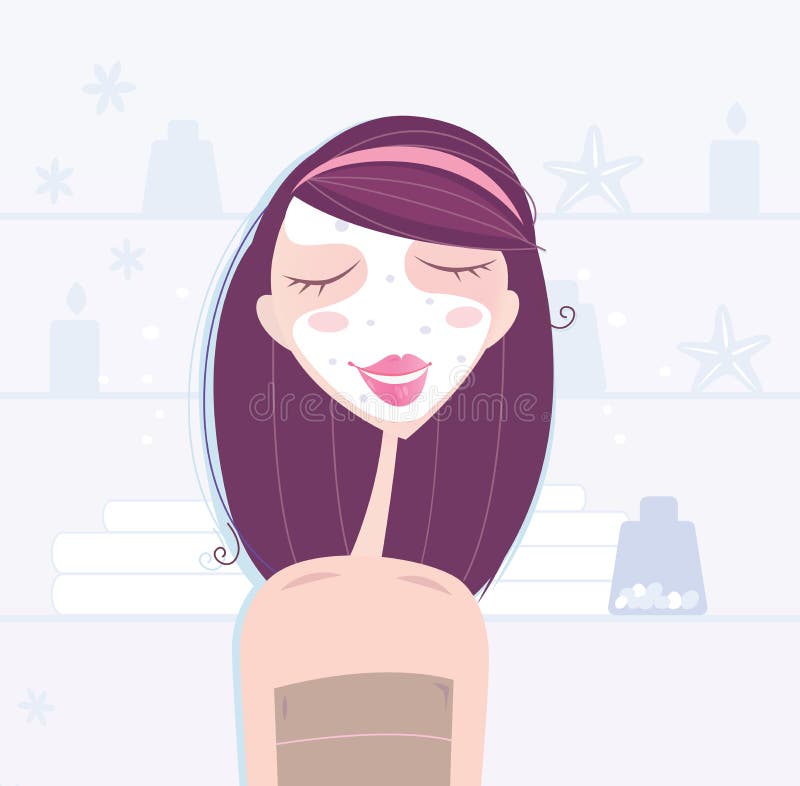 Station thermale et beauté : femme faisant attention de peau illustration stock Station thermale et beauté : femme faisant attention de peau illustration stock