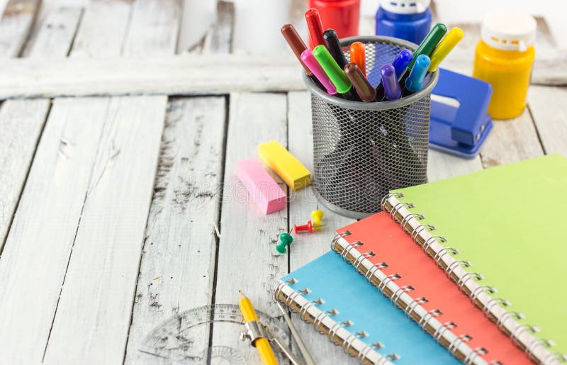 Stationery Background On White Wood Stock Photo Image of design