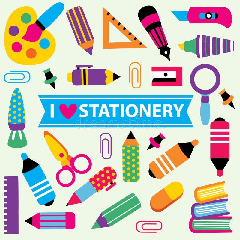Stationery clip art set stock vector. Illustration of graphics 58057864
