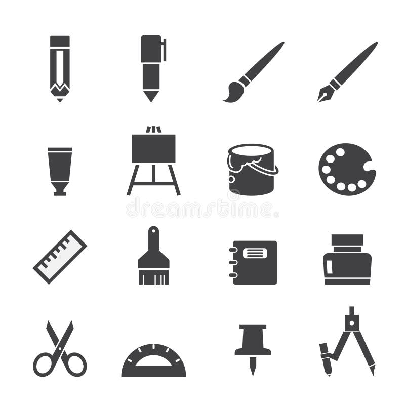 Drawing and painting tools icons set. Cartoon illustration of 16 drawing  and painting tool vector icons for web Stock Vector Image & Art - Alamy