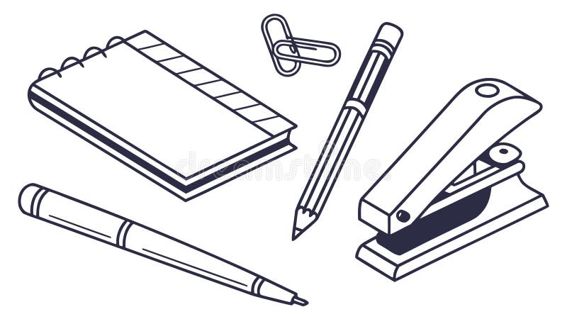 Stationery Office Essentials, Productivity Tools Vector Set, vector design Generative AI vector illustration