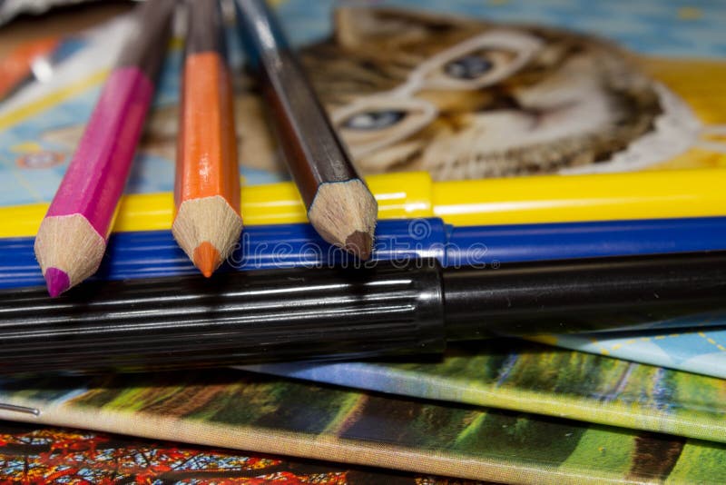 Stationery for school stock photo. Image of view, markers 76693432